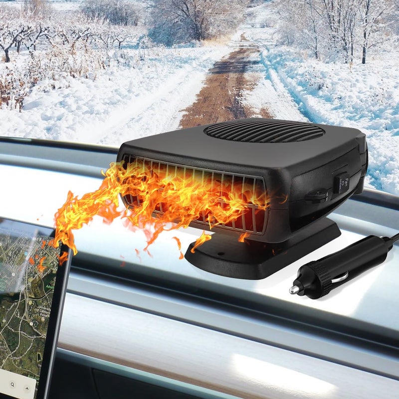 Ouffun 200W Portable Car Heater, 12 Volt Heater for Car, Auto Car Heaters, Car Windshield Defogger Defroster,2 in 1 Fast Heating & Cooling, Auto Ceramic Heater Fan 360 Degree Rotary Defroster Defogger - Image 1